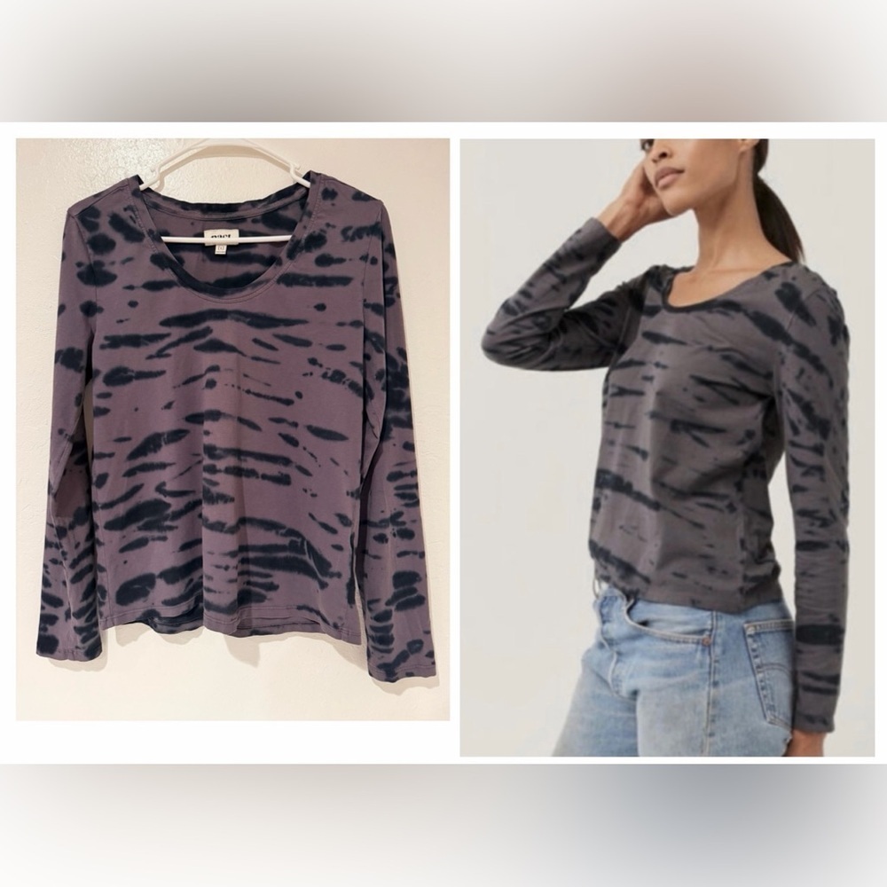 Pact Purple Far Out Tie Dye Granite Stripe Tee 100% Organic Cotton Shirt Size S